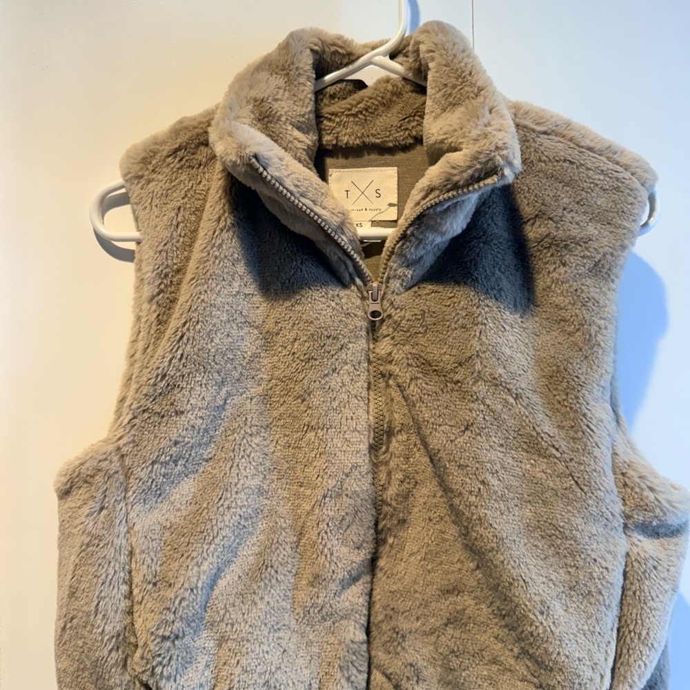 Thread & Supply Fuzzy Beige Vest